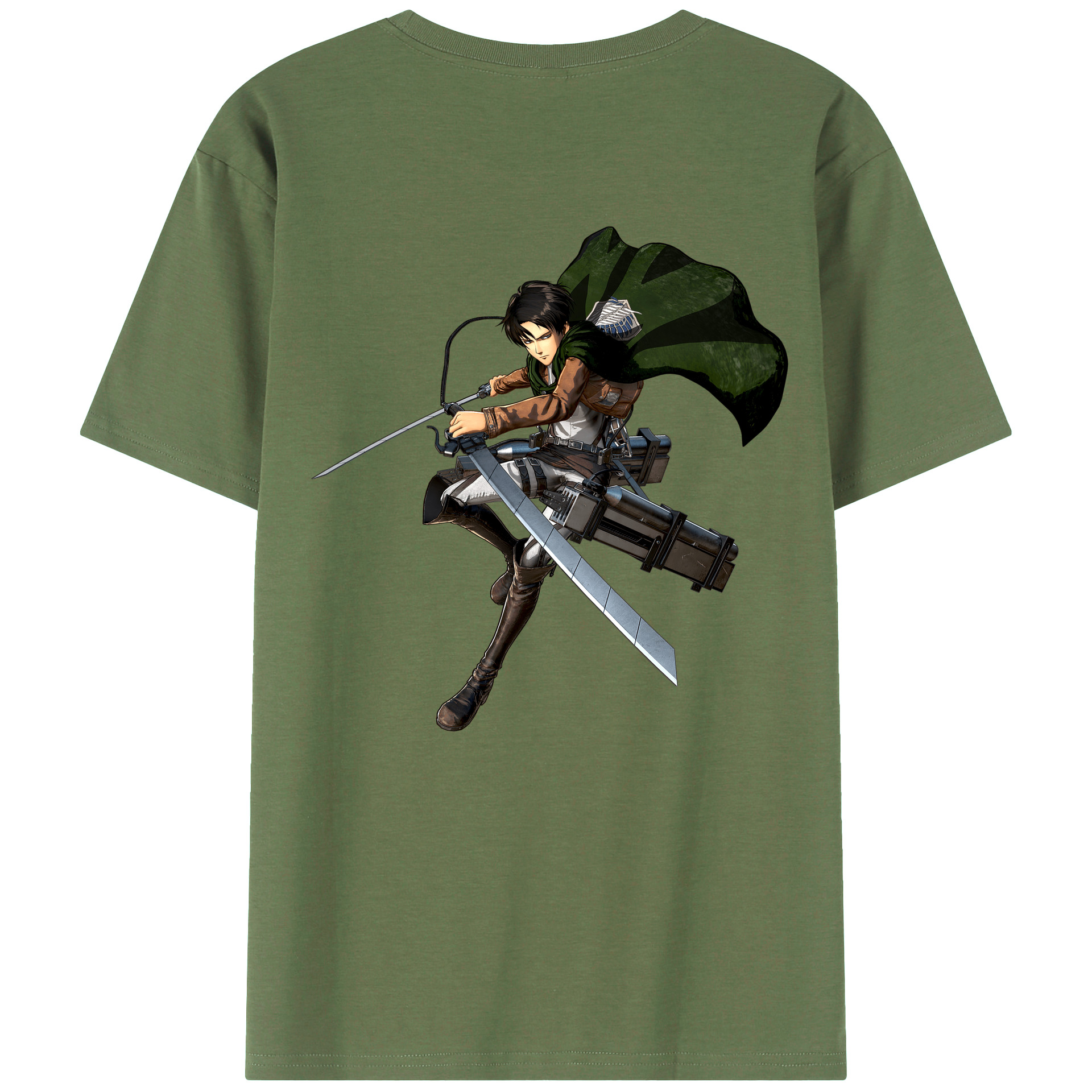 （画像用） 進撃の巨人 リヴァイ·アッカーマン Attack on Titan Levi Ackerman 綿100％ メンズ半袖Tシャツ（バックプリント） 通気性